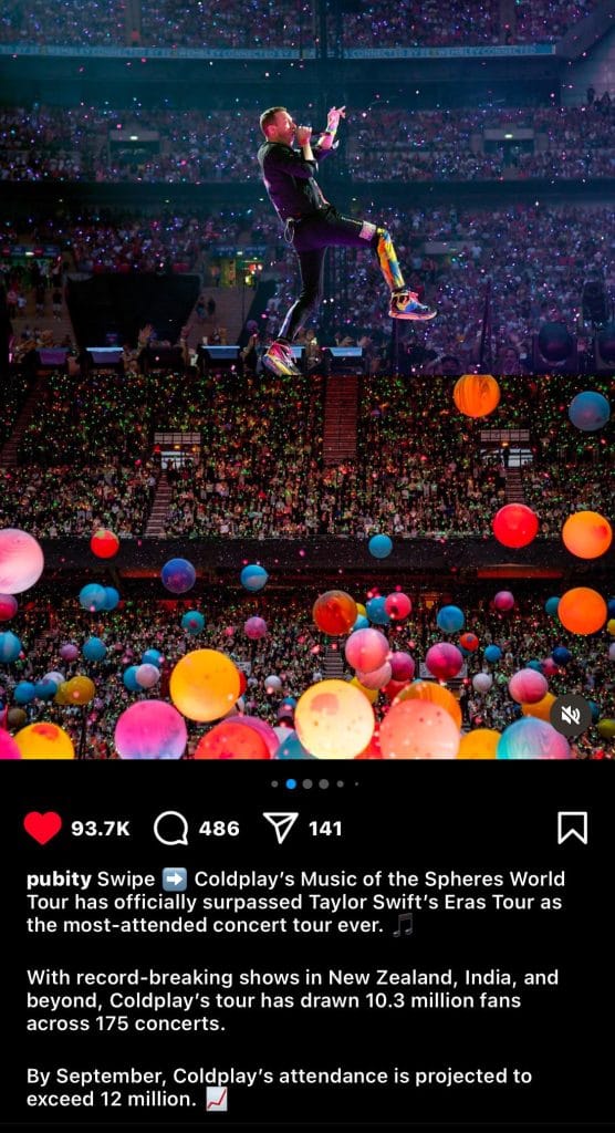 Coldplay Takes the Lead: Breaking Taylor Swift’s Record for Most-Attended Concert Tour